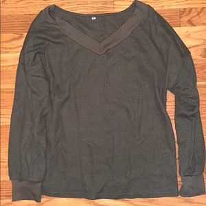 oversized olive long sleeve v-neck